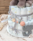 Gâteau de couches "Éléphant" en deux variantes de couleur