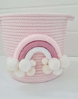 Storage basket with pink rainbow