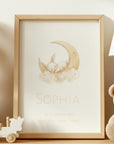 Birth Poster / Nursery Poster: Sleeping Animals / Narrow Font