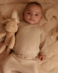 Knitted wrap cardigan in soft beige, size 68 (3-6 months), organic cotton