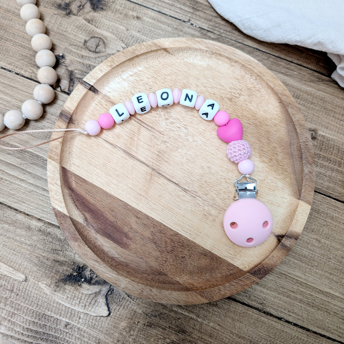 Pacifier chain "Pink Heart"