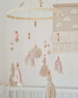 Mobile "Boho Rose" with three rainbows and tassels