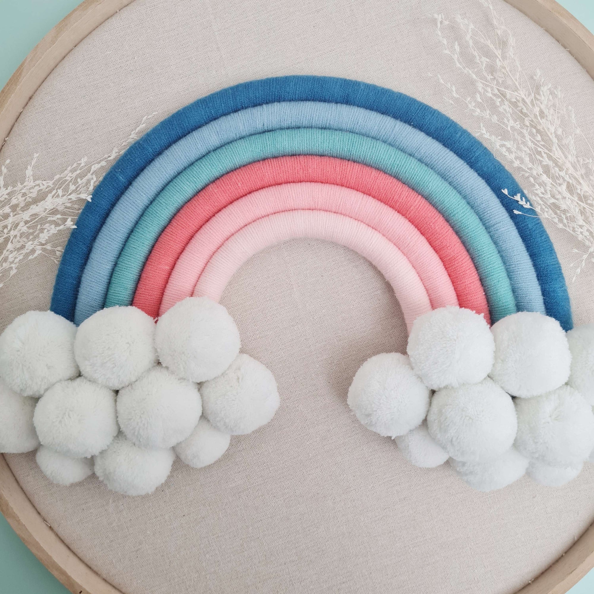 Regenbogen mit Wolken "Blau Pink"
