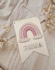 Desired colors: Wooden bunting with rainbow and names