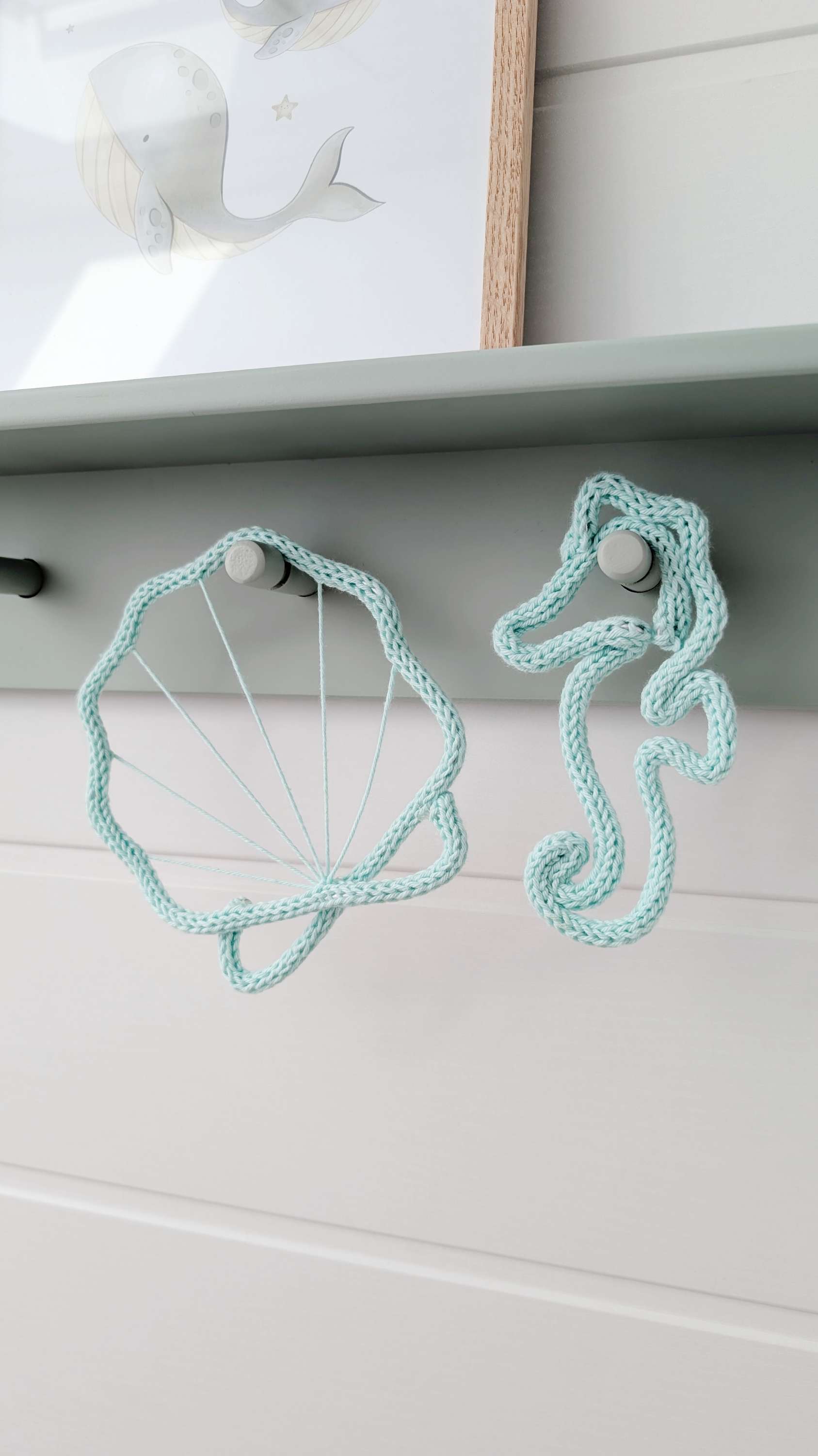 Motifs sous-marins en tricot tubulaire – coquillages et hippocampes