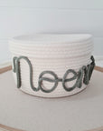 Basket with lid and personalized lettering