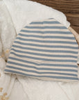 Baby hat, blue striped, 3-6 months