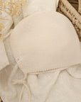 Knitted beanie, cream, 3-6 months