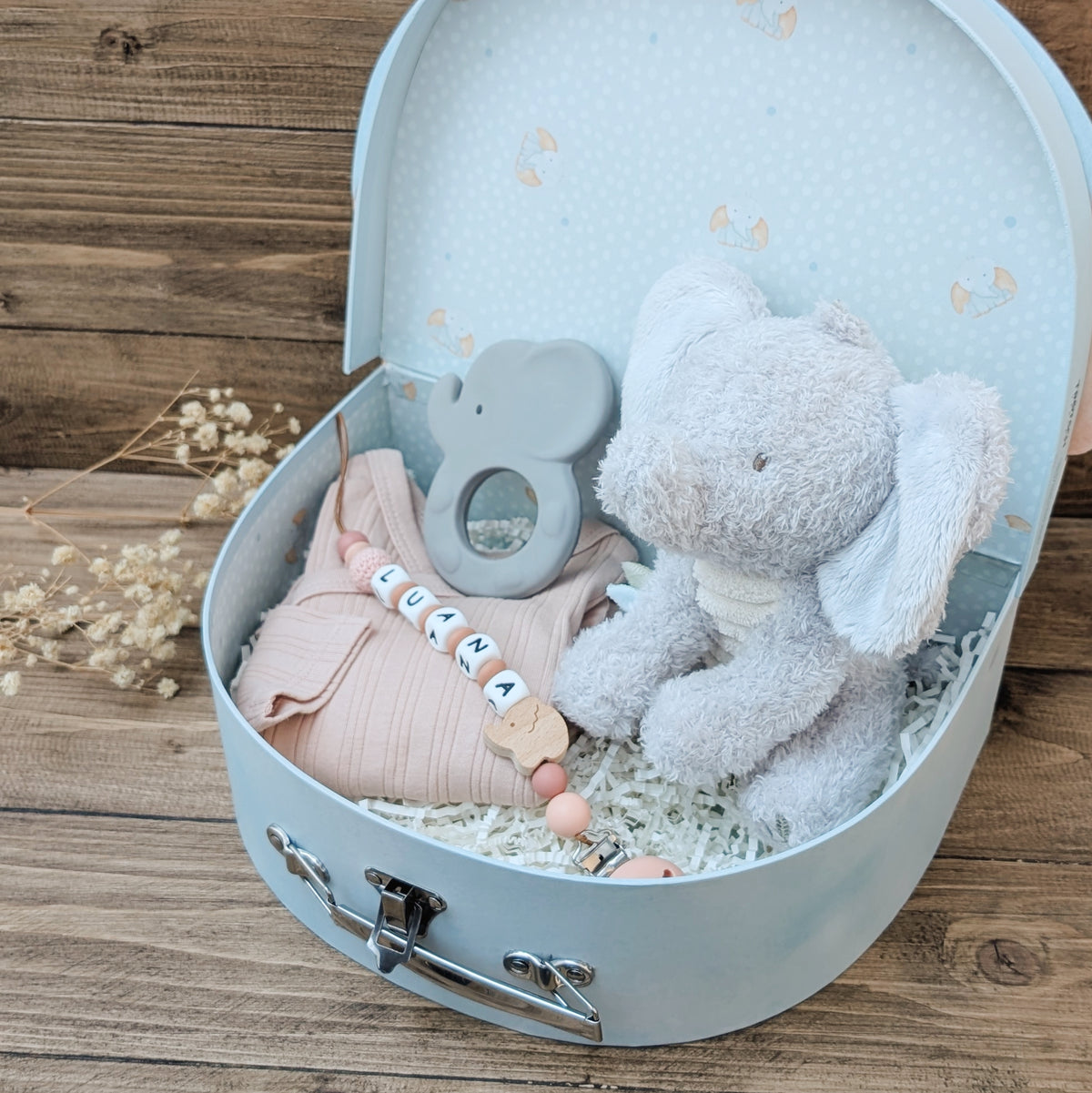 Gift Set "Elephant in a Suitcase" | peach
