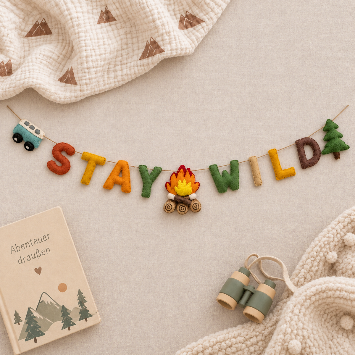 Girlande "Stay Wild" aus Wollfilz