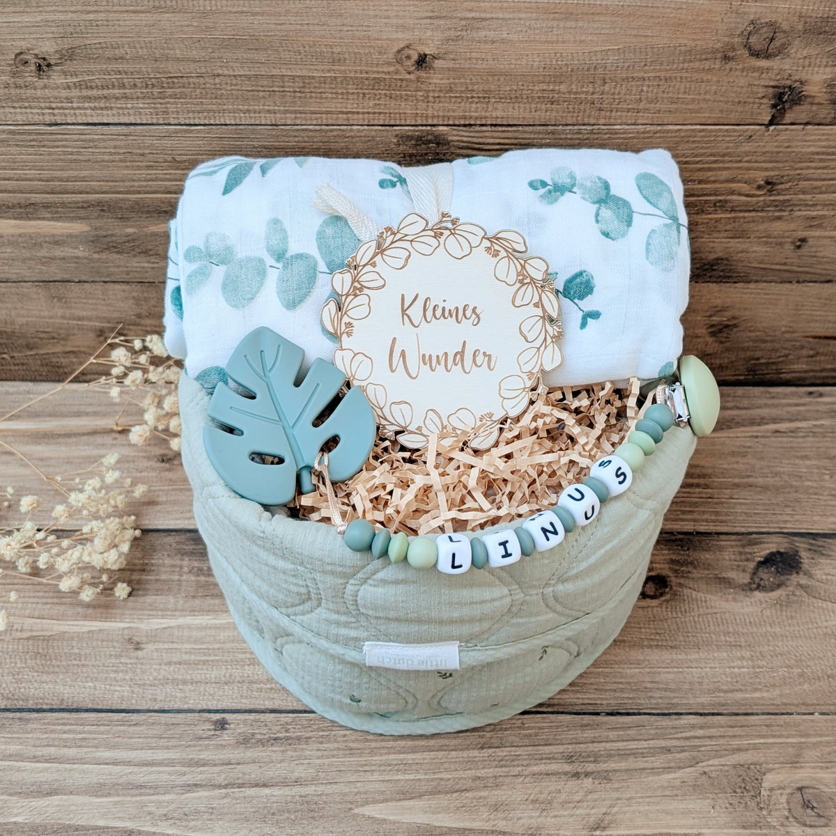 Gift Basket "Eucalyptus" with Diapers