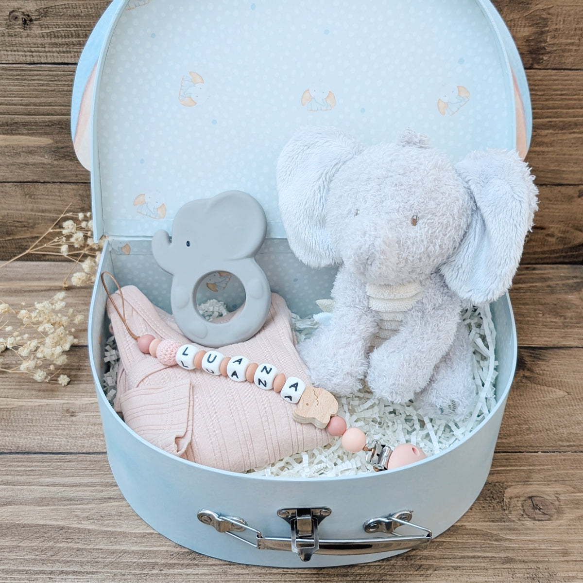 Gift Set "Elephant in a Suitcase" | peach
