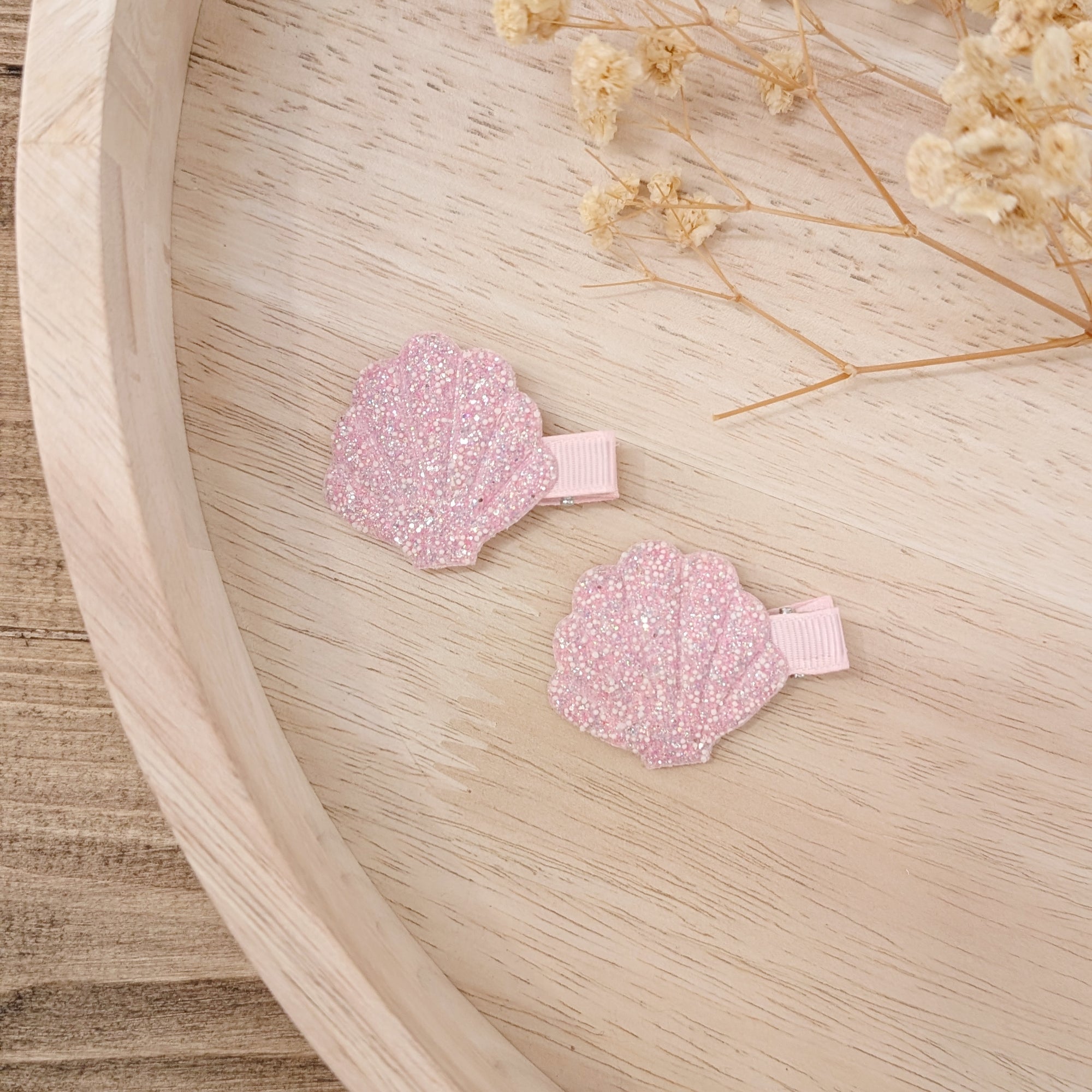 Haarspangen "Pinke Muscheln", Set aus 2 Stück